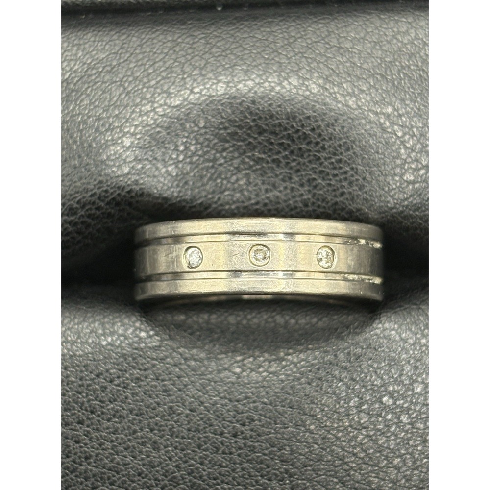 Titanium Wedding Band 3 Diamond 7MM Size 10 G15
